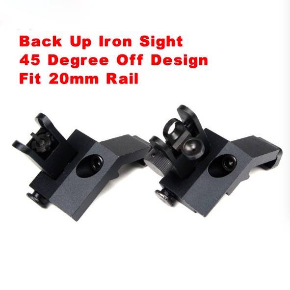 BUIS Backup Front and Rear Flip Up 45 Degree Offset Iron Sight